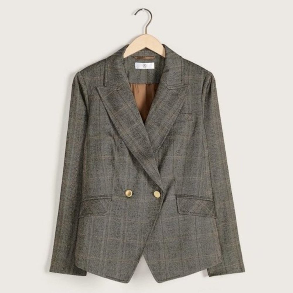 ✨ NEW Addition Elle Plaid Double-Breasted Blazer 22W